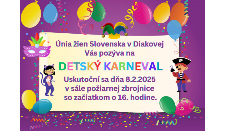 DETSKÝ KARNEVAL v sobotu 8. februára 2025