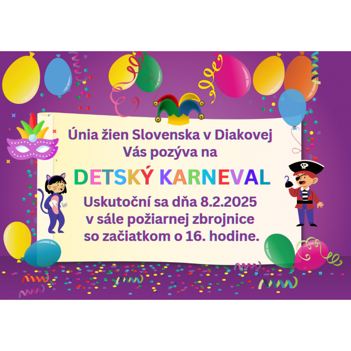 DETSKÝ KARNEVAL v sobotu 8. februára 2025